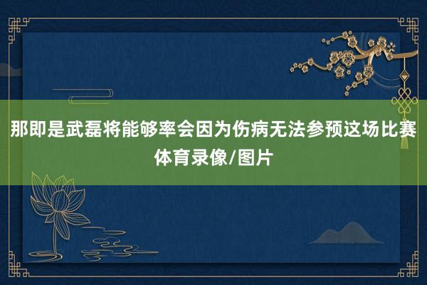 那即是武磊将能够率会因为伤病无法参预这场比赛体育录像/图片