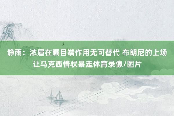 静雨：浓眉在瞩目端作用无可替代 布朗尼的上场让马克西情状暴走体育录像/图片