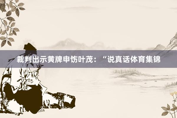 裁判出示黄牌申饬叶茂：“说真话体育集锦